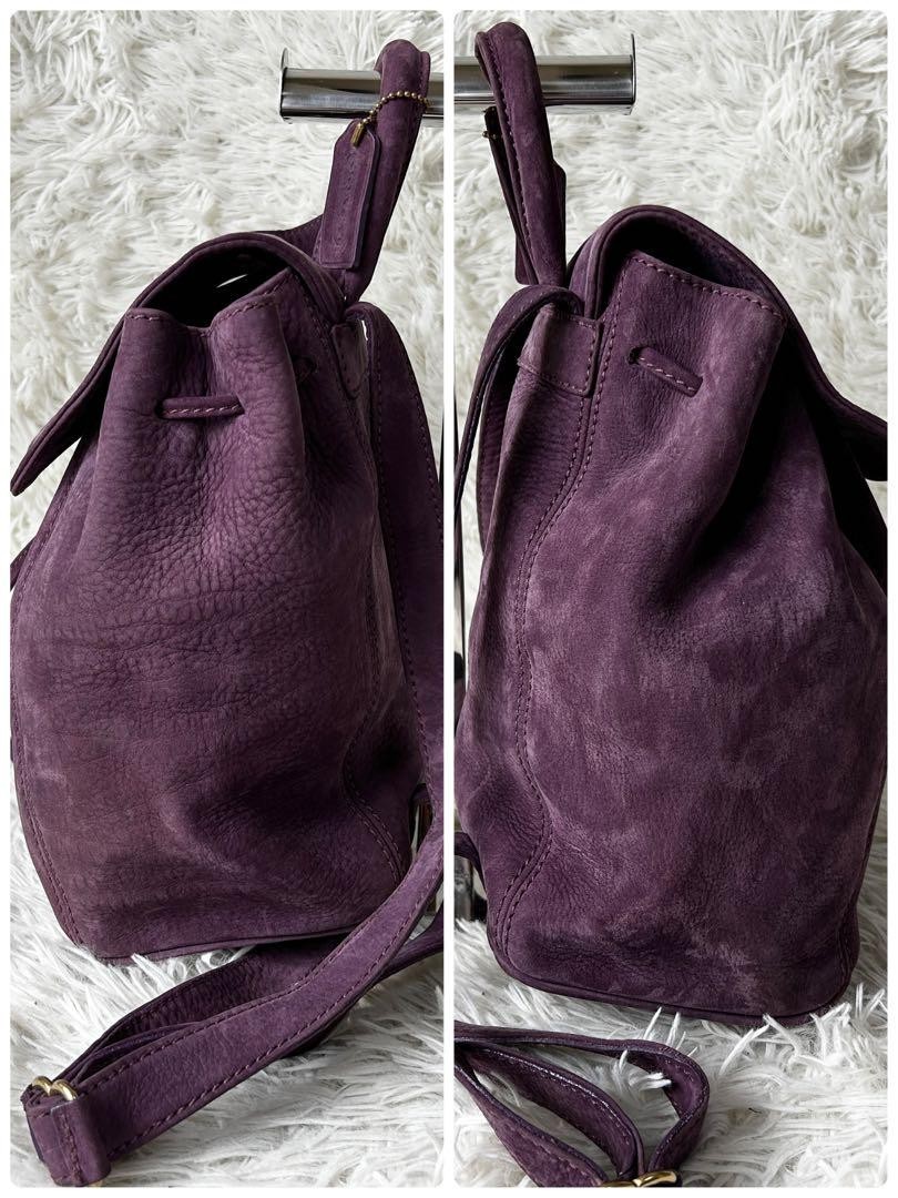 COACH Drawstring Adjustable Backpack Purple Nubuc… - image 10