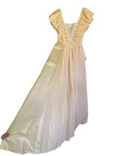 GUNNE SAX Vtg 80s Formal Gown Dress Yellow Big Bow Lace Sequins Junior Size 3