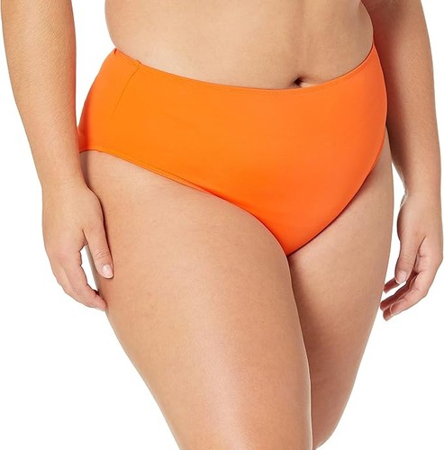 New Women's Size Small High Waist Orange Bikini Bottoms Bathing Suit Swim - Picture 5 of 7