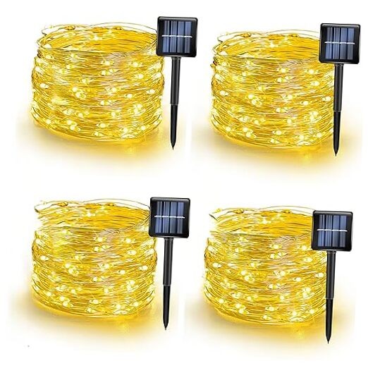 Solar String Lights Outdoor, Total 160 FT 480 LED Solar 4 Pack Warm White