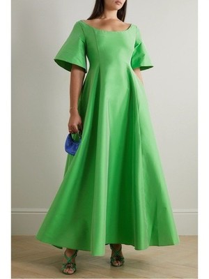 Bernadette Maude Taffeta Maxi Dress Green Size Full Length Evening Gown  Size 4 | eBay