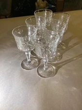 Vintage Crystal Stemware Sherry/ Cordial Glass~ Fan Pattern Set of 6 in EUC