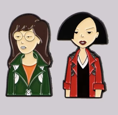 Daria Jane Friends Style 2pc Pin Set Rubber Backs Daria Jane Pins FREE SHIPPING