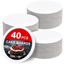 40-Packs Cake Boards 10 inch Round, Cake Boards White Cake Board Rounds, White