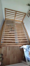 IKEA Double Wooden Bed Frame with Headboard, Slatted Base & Mattress Brown