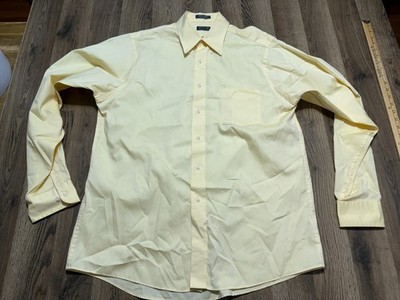 Arrow Shirt, Men's 16.5, 36/37, Yellow Button Up Wrinkle Free Fairfield Pinpoint