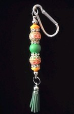 Silicone Focal Beadable Keychain- Purse/Backpack Charm - Christmas Patterned.