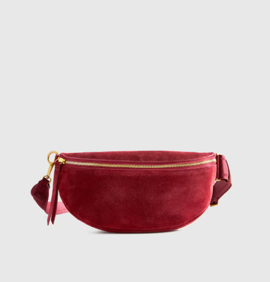 NWT QUINCE QUINN  SUEDE LEATHER SLING CROSSBODY BAG PACK MERLOT MSRP $74