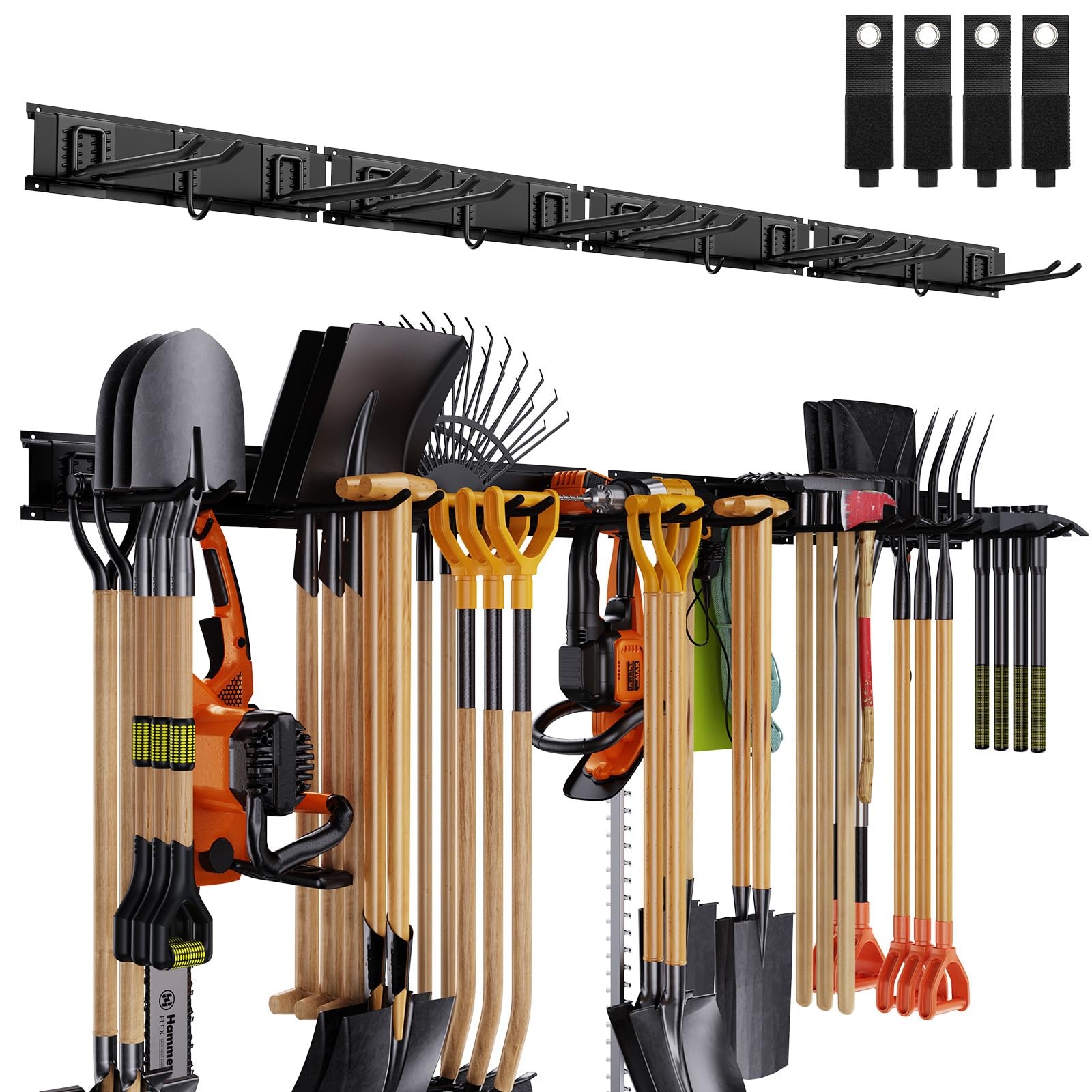 Garage Tool Organizer Wall Mounted, 64 Inches Adjustable Garden Tool Organize...
