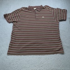 Lacoste Polo Shirt Mens 9 Brown Stripe Pique Cotton Alligator Logo Casual