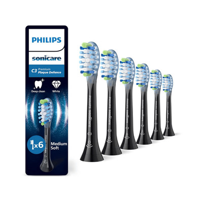 Philips Sonicare C3  Plaque Defense Ersatzbürsten HX9046/88 Schwarz 6er Pack