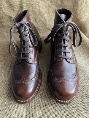 Wolverine 1000 Mile Addison Brown Leather Wingtip Boots Size UK 6 || US 7 D