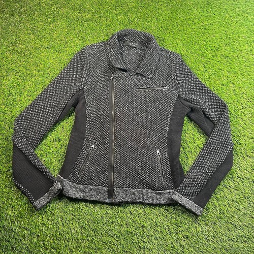 Rag & Bone, rag & bone Hart Tweed Biker Moto Jacket Black White Textured Knit Womens Small
