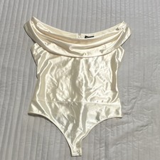 Express Women's One Piece Bodysuit Ivory Stretch Solid Size M