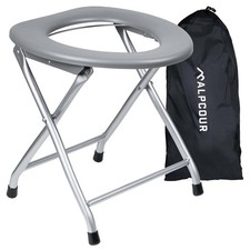 Alpcour Portable Toilet Seat Foldable Commode Camping Travel Emergency Chair Bag