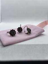 925 Silver and Garnet Jewelry Set 1 Ring and 2 Earring Sets