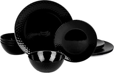 Dinnerware Sets for 4, Light & Durable 12 Pieces Opal Glass Plates and Bowls Set