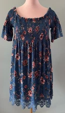 Women's Xhilaration Floral Dress, XL, Blue