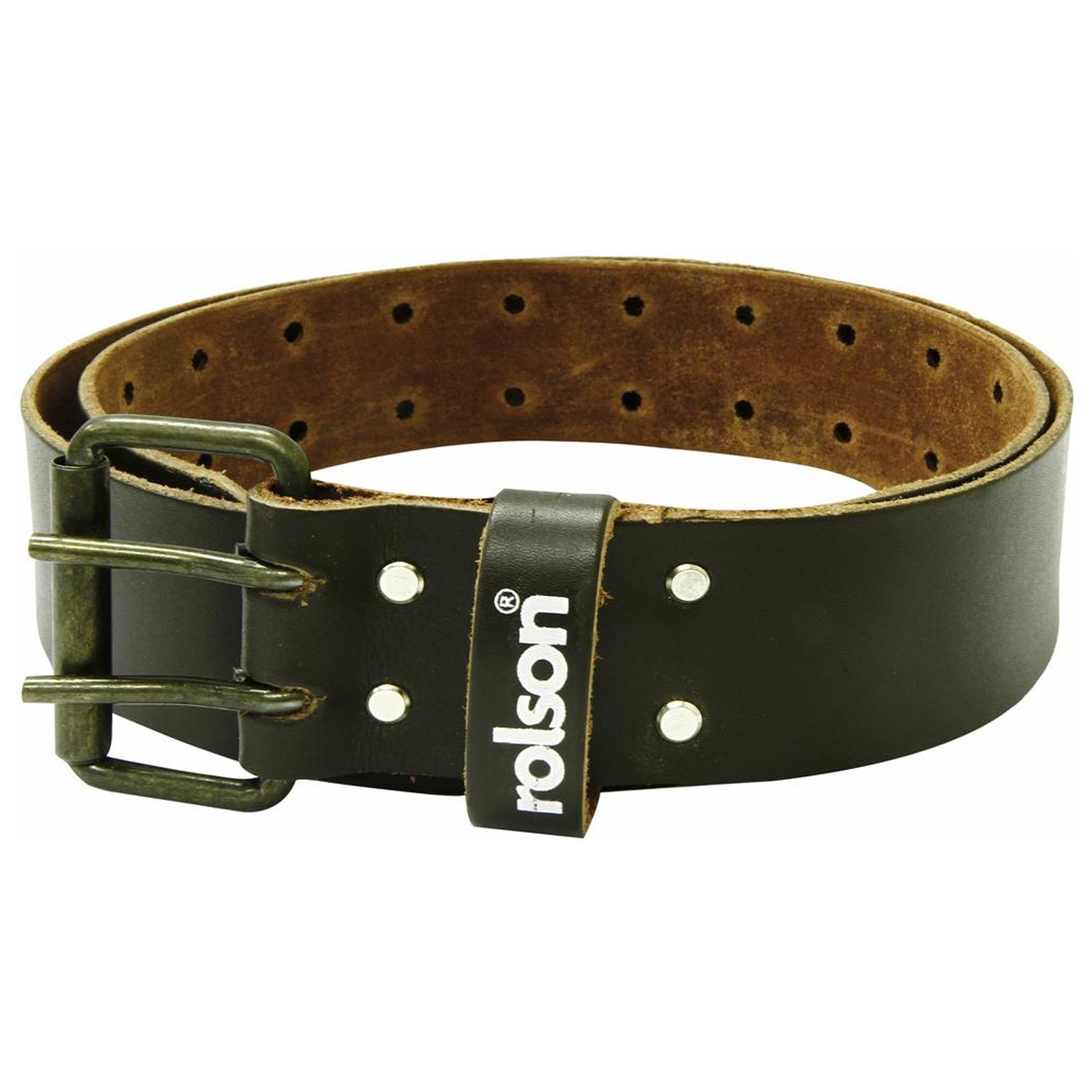 Rolson Top Grain Leather Tool Belt With Retro Antique Style Two Pin Buckle