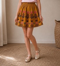 A Loves A Girls Cotton Skirt L Floral Print Multicolor Elastic Waist NWT