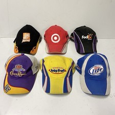 LOT OF 6 VINTAGE Y2K 2000s NASCAR HATS CAP MONTOYA STEWART HAMLIN BUSCH MCMURRAY