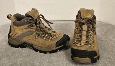 The North Face Womens 8 Mid Hiking Boots Brown Yellow Trail Outdoor