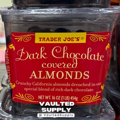 TRADER JOE'S Trader Joe’s Dark Chocolate Covered Almonds 2 Pack 16 oz Each – Kosher Snack