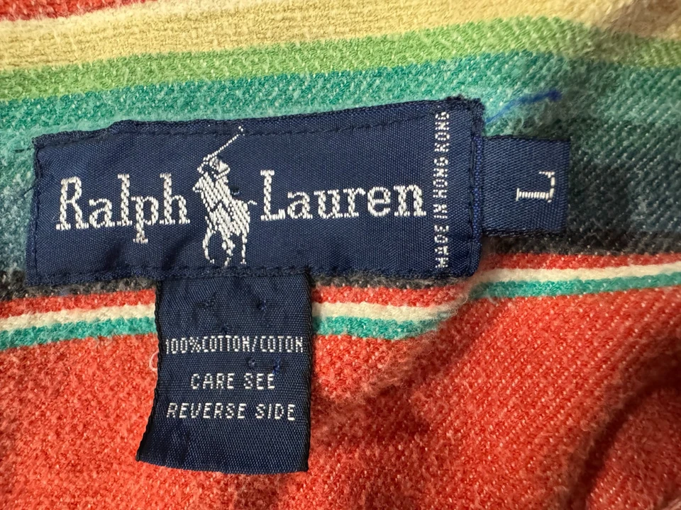 Vintage 90s Ralph Lauren Mexican Serape Navajo Blanket Flannel Shirt Mens L Boho - Image 3 of 4