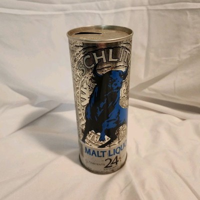 Schlitz Malt Liquor Pull Tab Beer Can 24 oz Silver Blue Bull Breweriana