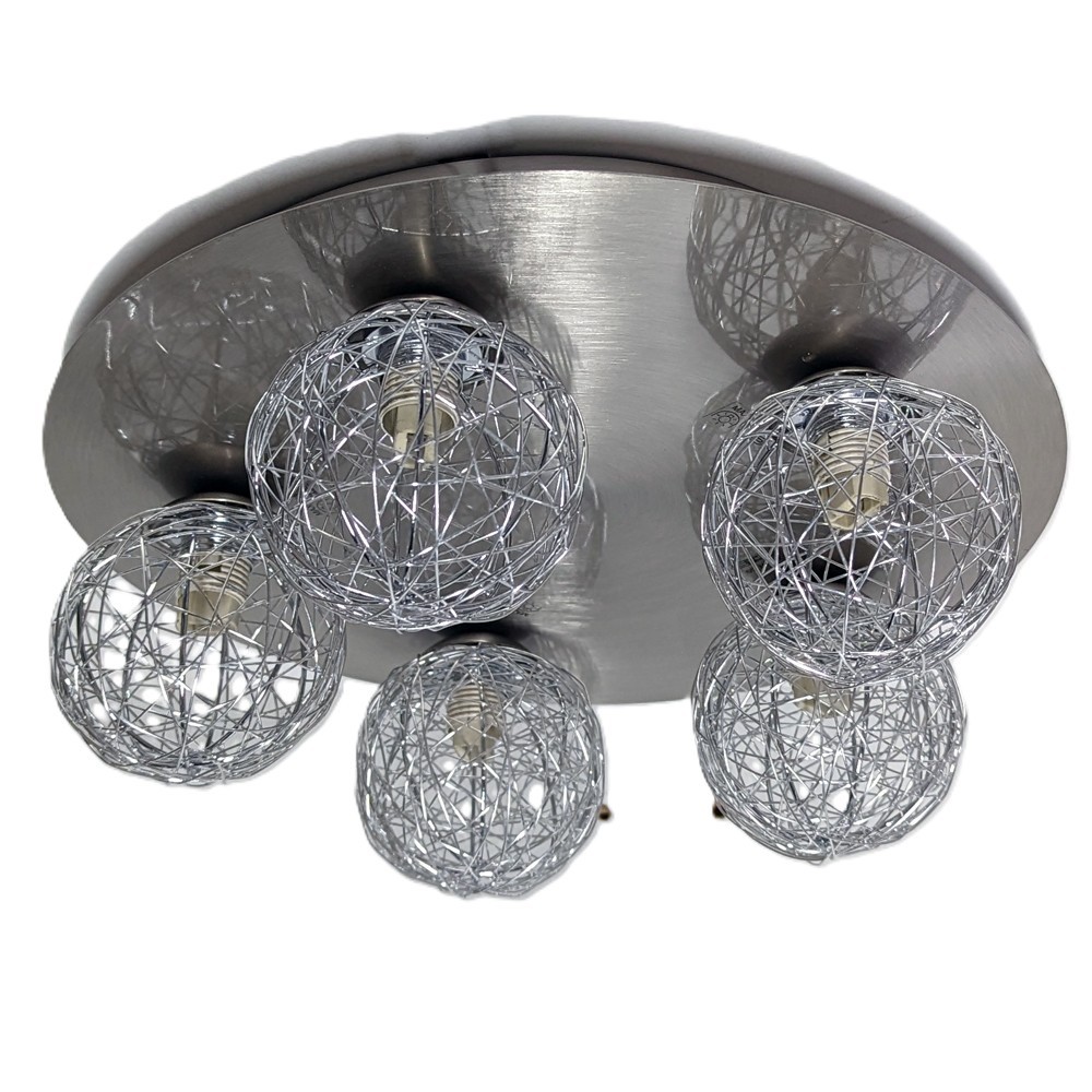 Litecraft Ceiling Light Flush With Wire Ball Shades - Satin Chrome Clearance