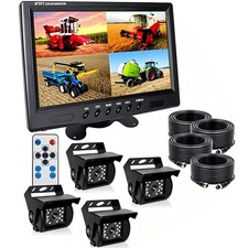 9" QUAD MONITOR DISPLAY REAR VIEW BACKUP CCD HEAVY DUTY CAMERA FOR BUS RV TRUCK
