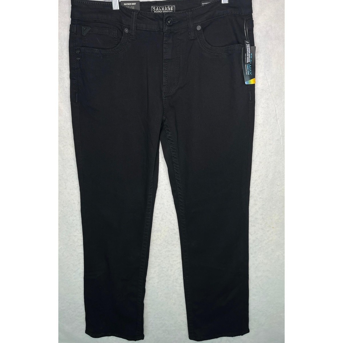 Salvage Jeans Mens 36x34 Black Mayhem Boot Coolmax Stretch Embroidered  Pockets