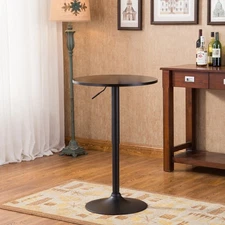 Roundhill Furniture Belham Round Top Adjustable Height with Black Leg and Bas...