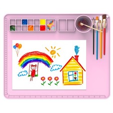 Silicone Painting Mat, Paint Mat with Cup and Palette, 20"X16" Siliocne Pad f...