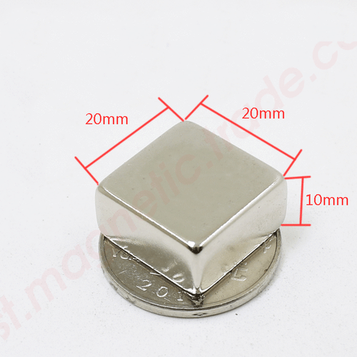 20mm x 20mm x 10mm Agujero: 5mm bloque neodimio permanente imanes súper fuertes N50 - Imagen 4 de 5