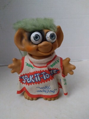Extremely Rare 1968 Uneeda ''Sock-it-to-me'' Troll Doll. Bulging Eyes, Green Hair.