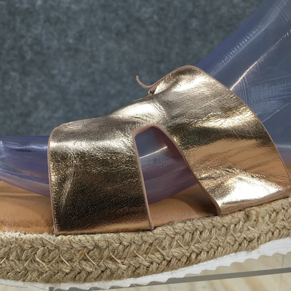 Sandalias de bambú para mujer 8 informales sin cordones alpargata deslizable oro rosa imitación cuero Foto 4 de 4