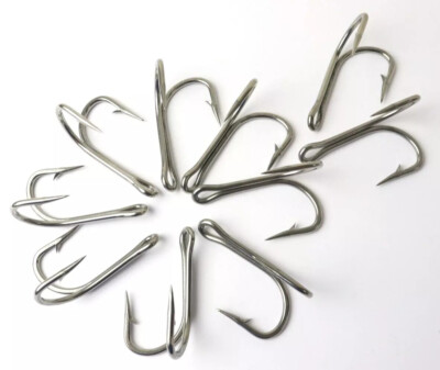5 Stück Ami Double MUSTAD Edelstahl - Ref. 7982HS - Größe 10/0 - Traina - FG495