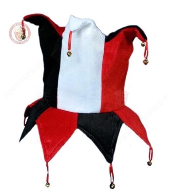 Jester Hat bells Clown red black costume fancy dress party