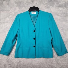 Pendleton Blazer Womens 12 Blue Teal Woven Lined Button Pockets
