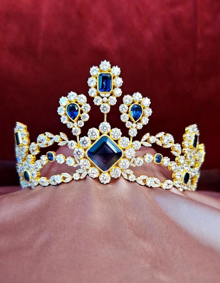Lab Created Sapphire Belgian Tiara 925 SS British Inspired Wedding Luxury  Jewel | eBay