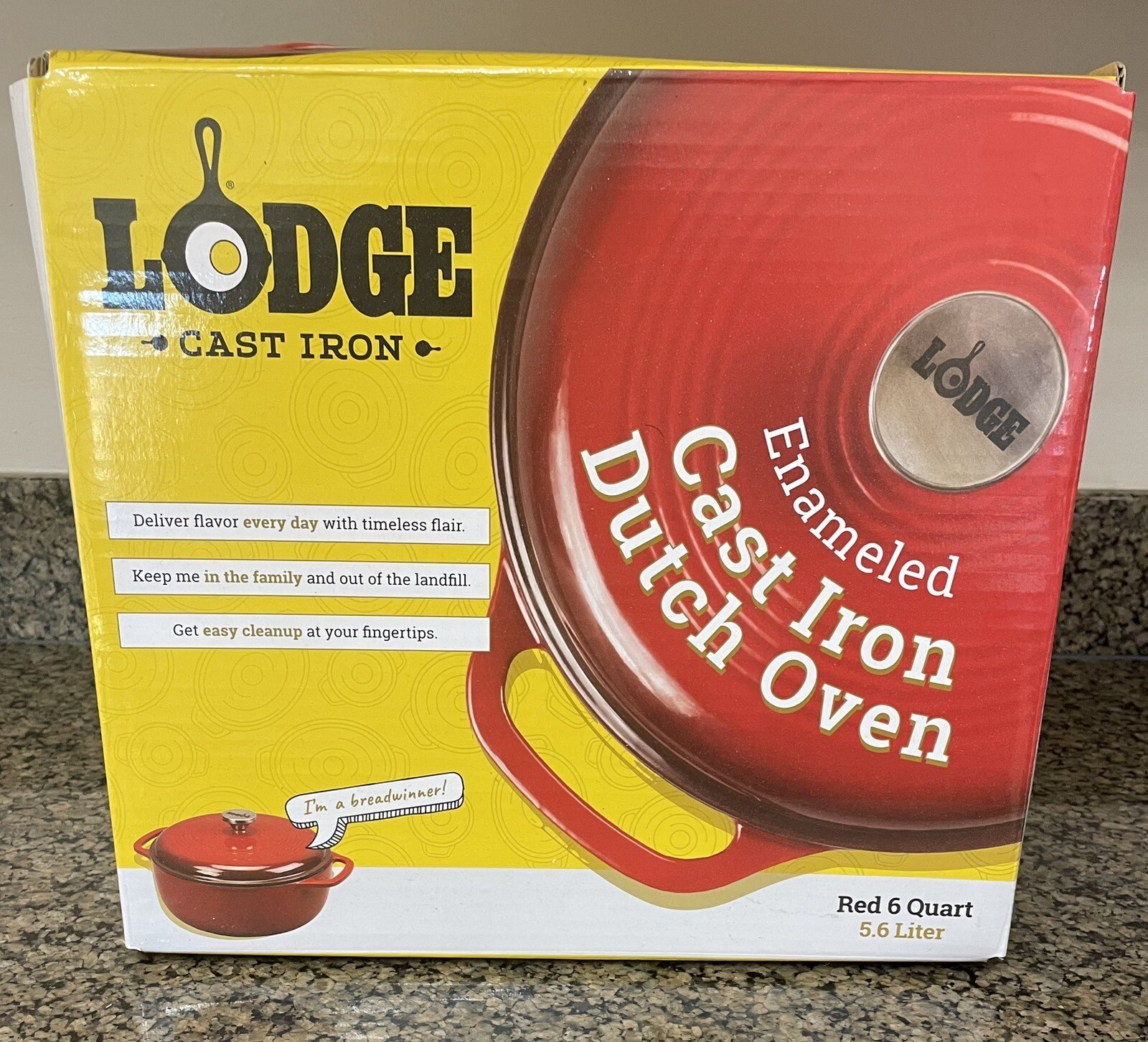 Lodge Color EC6D43 6qt. Enameled Cast Iron Dutch Oven Red eBay