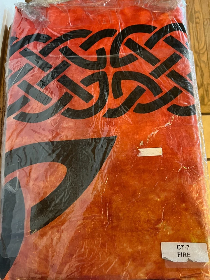 Bone Dragon Tapestry Wall Hanging Celtic Knots Orange Yellow Red Fire 80" x 100" - Image 4 of 4