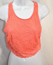 Xhilaration Lace Bralette Coral High Neck Cross Back Bra Size Small New
