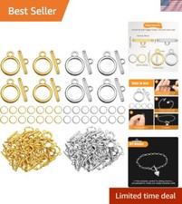 260-Piece Jewelry Making Kit: Alloy Toggle Clasps  Open Rings Set - Gold/Silver