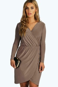 boohoo slinky wrap dress