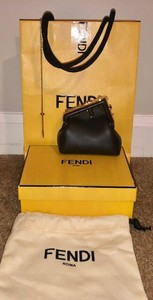 Authentic Fendi First Nano Charm Shoulder Bag Dark Brown Leather Teeny \u0026  Chic | eBay