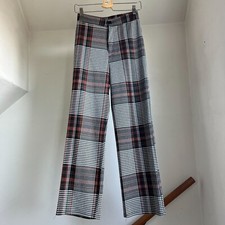 Vintage 90s plaid wide leg flare pants High wasted rise size 25" waist