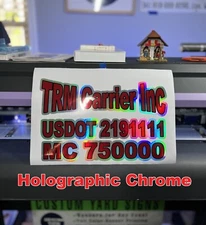Custom USDOT & MC Truck Stickers 2 Decals  Chrome Holographic Vinyl Truck Signs