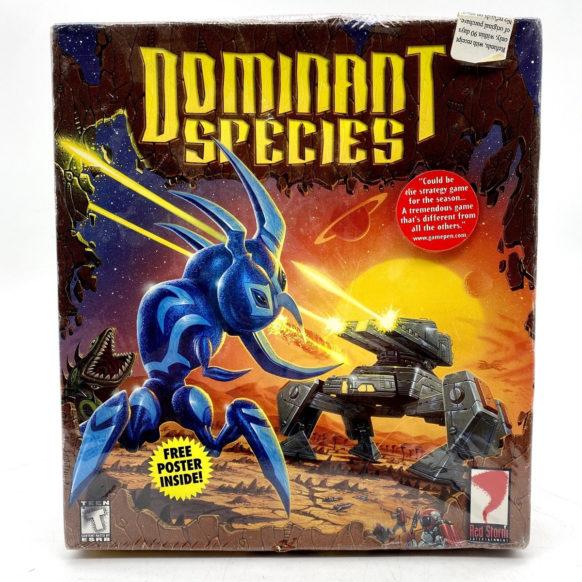 Red Storm DOMINANT SPECIES 1996 PC RTS Video Game BIG BOX W POSTER